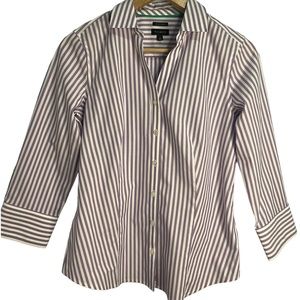 Talbots  Button Down Shirt Purple & white  Stripe size 12 - Talbots 2